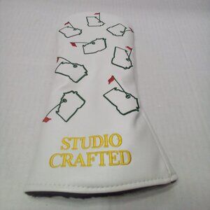 Studio Crafted Golf Head Cover Driver Masters Leather White Green